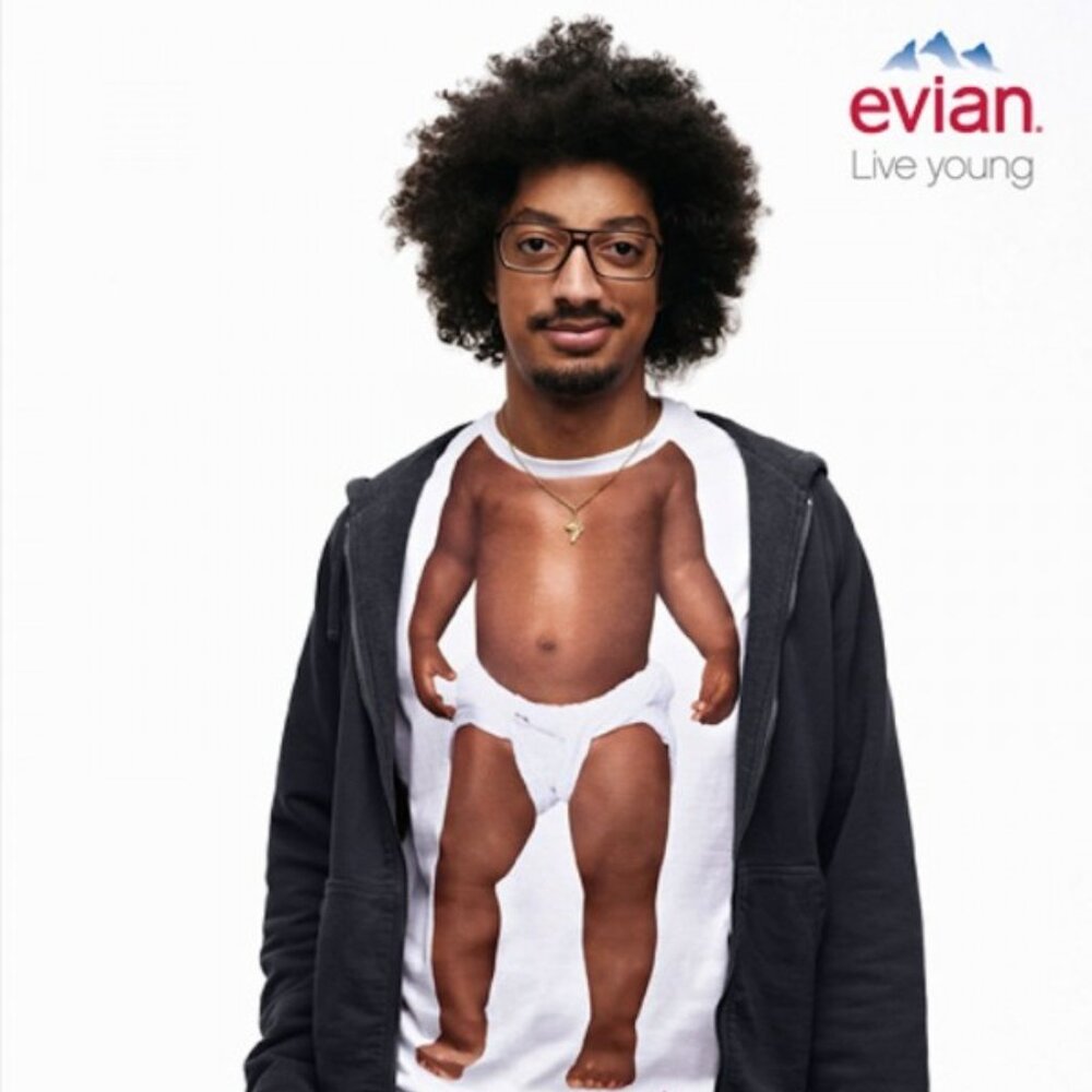 NEW Unisex, Limited Edition - Fashion Week's, Vintage Evian BLACK Baby Inside T